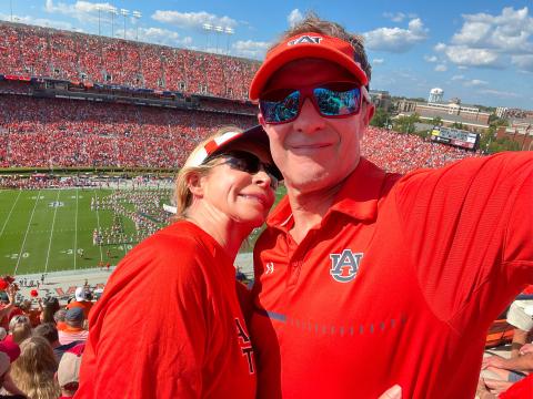 The Kenkels attend nearly every home game in their RV and love Auburn. War Eagle!