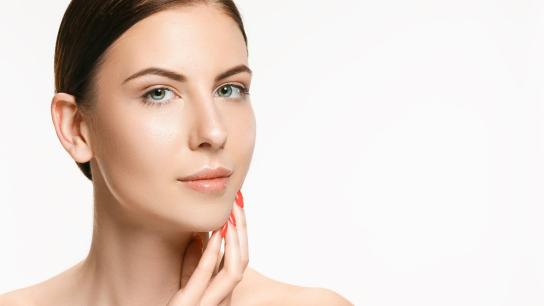 Woman recovering from rhinoplasty